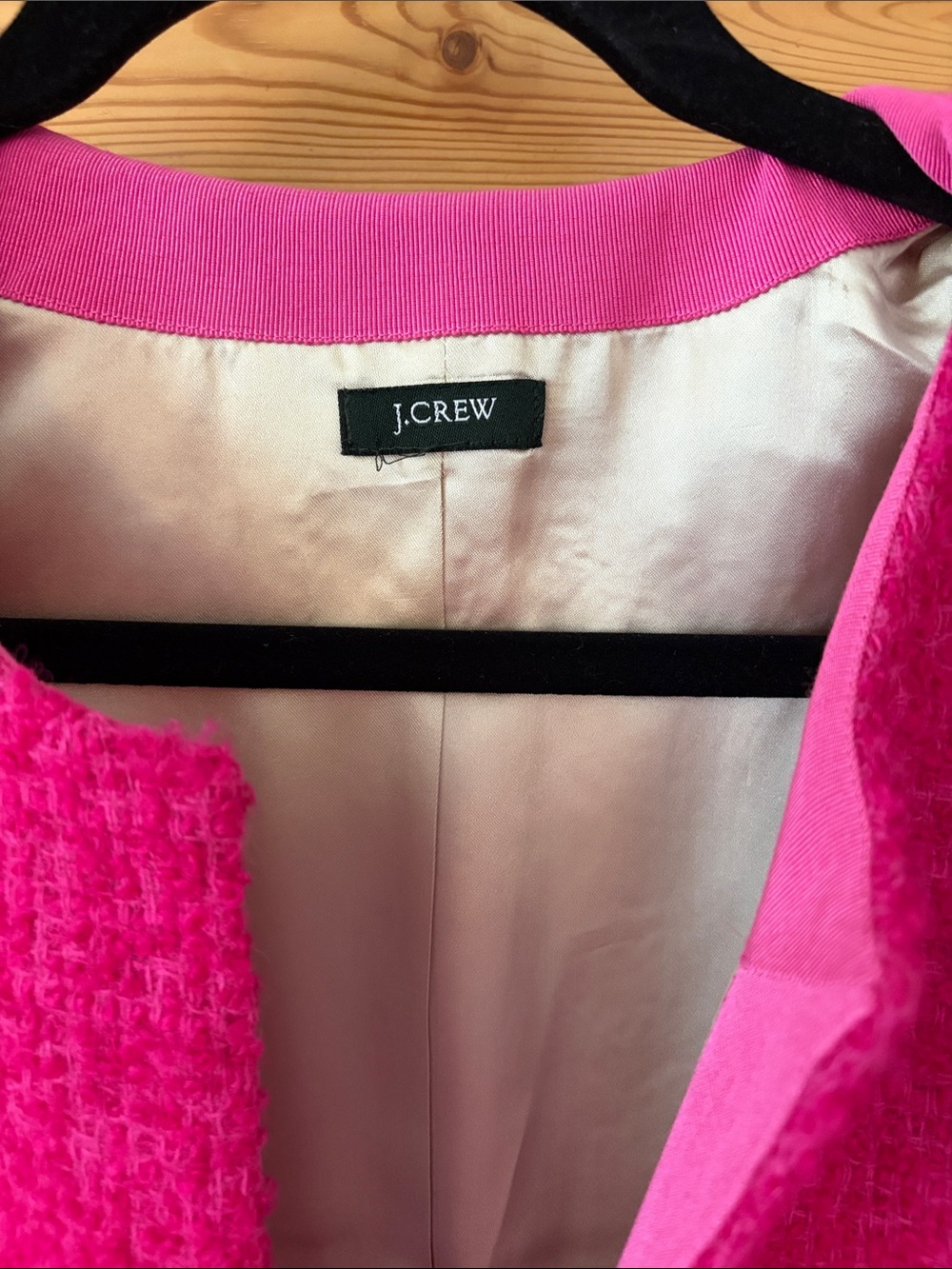 J. Crew Astrid Boucle Tweed Wool Blend Channel Style Bright Pink Jacket Blazer - Picture 2 of 8